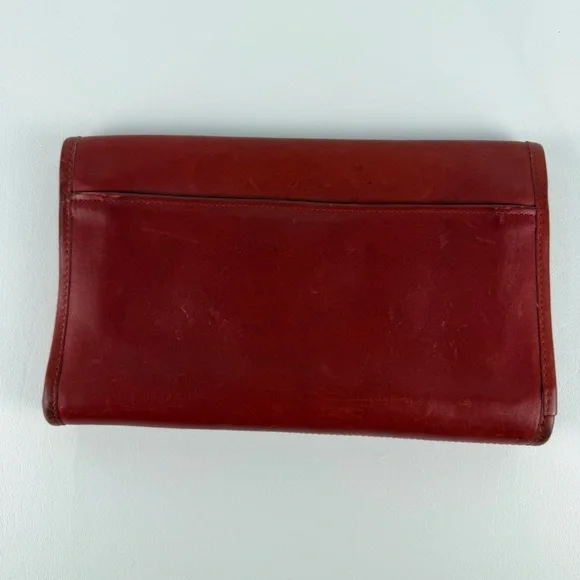 Vintage Coach Red Leather Envelope Clutch / Wallet — Bold Color Statement Piece - Picture 4 of 16